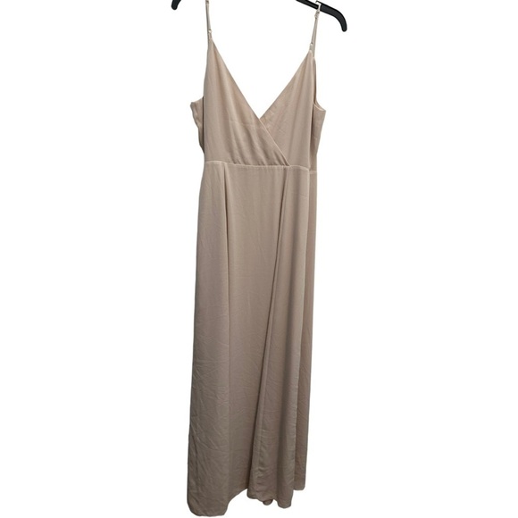 WAYF The Angelina Slit Wrap Gown in tan - Picture 5 of 14